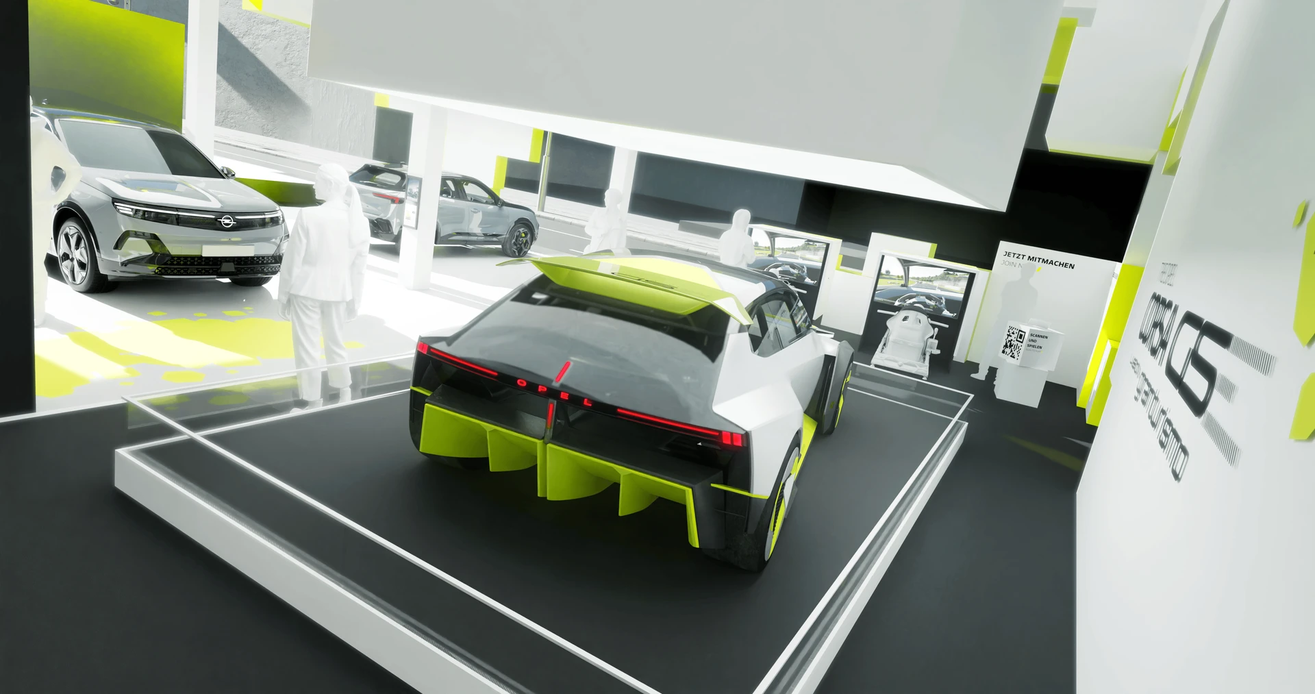 Das Concept Car wird in einem Showroom präsentiert, umgeben von weiteren Fahrzeugen.